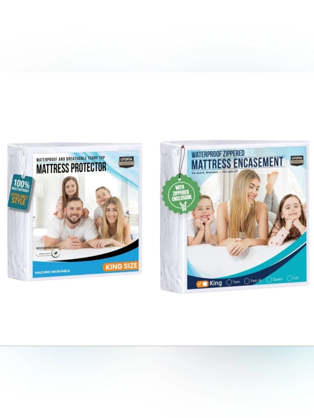2 King-Size Mattress Protector. 1 is an Encasement & 1 is a Protector
